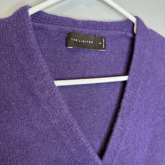 The Limited Purple Wrap Sweater Medium Angora Rabbit & Lambs Wool V Neck - Picture 3 of 5